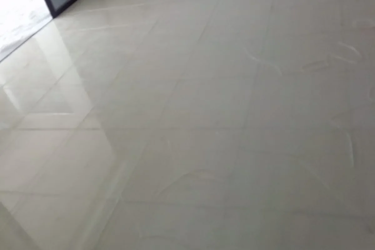 Concrete floor finished with smooth epoxy paint coating
